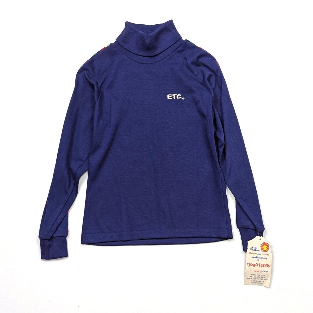 Vintage Tog-a-longs Turtleneck Boys Size 6X Navy Shirt Long Sleeve
